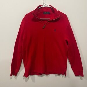 Polo Ralph‎ Lauren Red Quarter Zip Pullover Sweatshirt Men's Size L